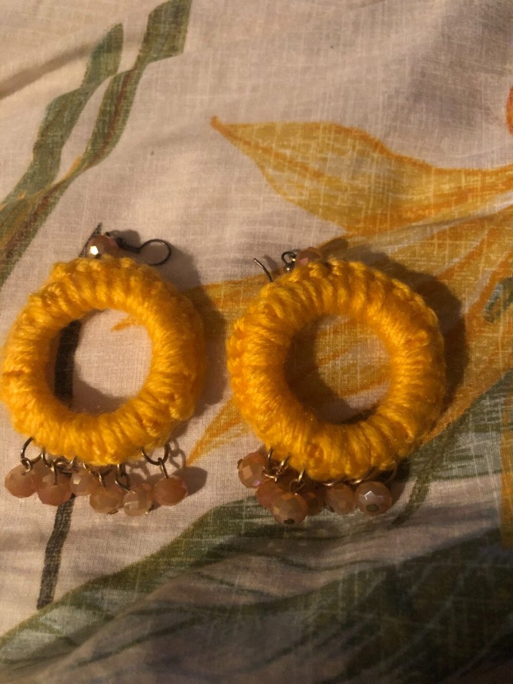 Dark yellow and gold earrings